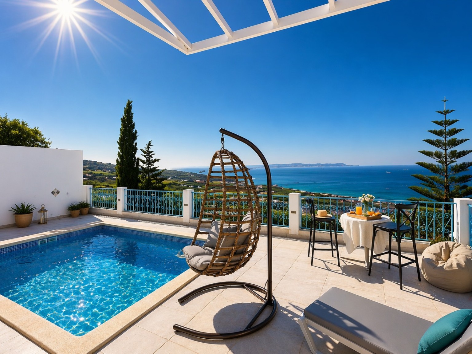 Terrasse et piscine de Dar Dorra